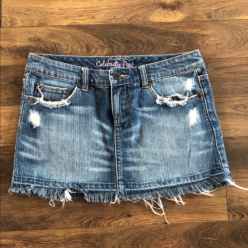 Celebrity Pink Distressed Jean Skirt